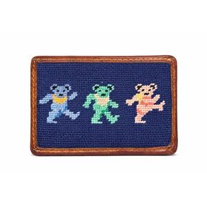Smathers & Branson Grateful Dead Dancing Bears Needlepoint Leather Card Wallet